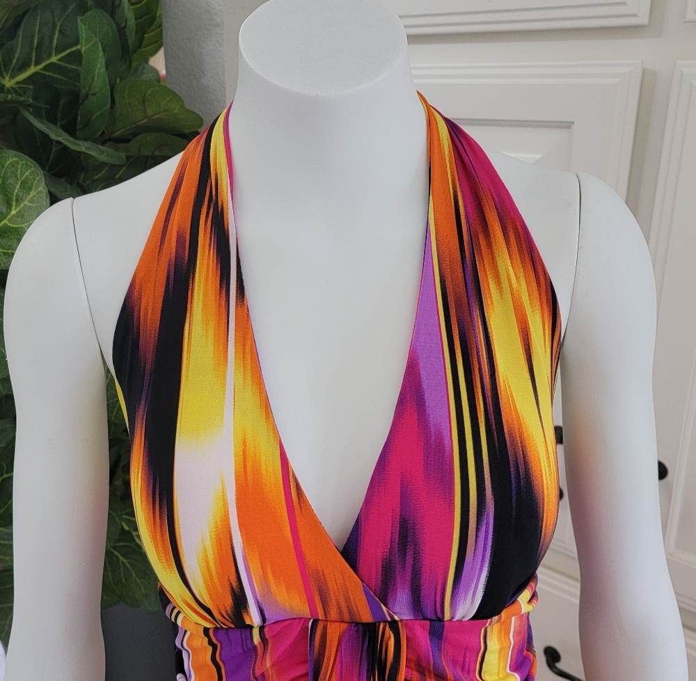 Fire Colors Halter Maxi Dress Size XL - Picture 4 of 6